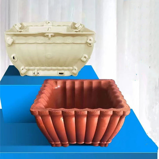 Rectangular Cement Flowerpot Mold Diy Plastic Wave Reusable Bonsai Thickened Oval Suitable For Green Plants And Fresh Flowers