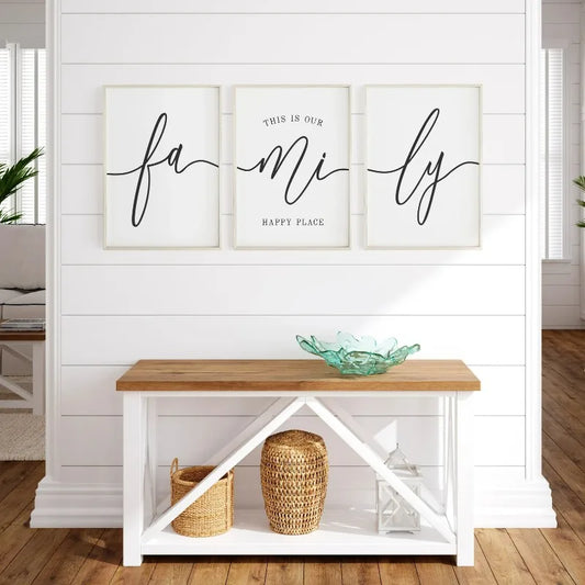 3 Pieces Modern Artist Quotes Unframed Canvas Painting, This Is Our Happy Place Poster, Minimalist Bedroom Decor Poster