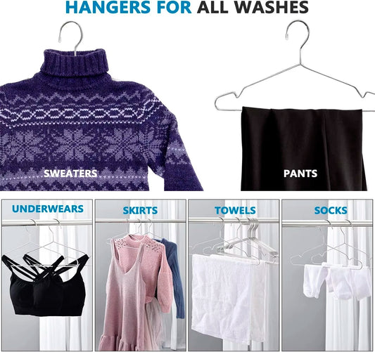 Wire Hangers, Clothes Hangers 10/20/30/40/50 Pack Heavy Duty Stainless Steel Metal Pants Hangers 16.5inch