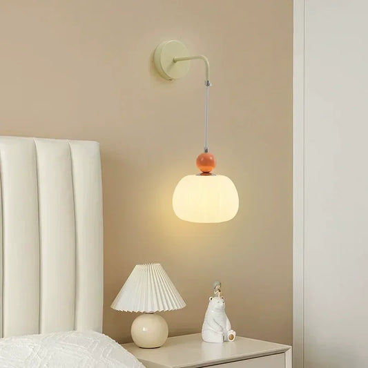 Nordic Cream Style Pumpkin Wall Light LED Home Decor Living Room Background Wall Bedroom Bedhead Corridor Staircase Lighting