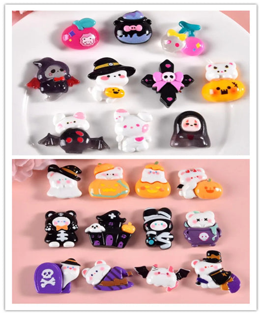 Wholesale Halloween Flatback Resin Charms Cabochon Kawaii Cartoon DIY Scrapbooking Hair Bows Accessories