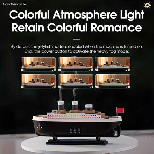 Titanic Ship Model Air Humidifier Home 250ml Remote Control Essential Oil Jellyfish Smoke Ring Spray Aroma Diffuser Humidifiers