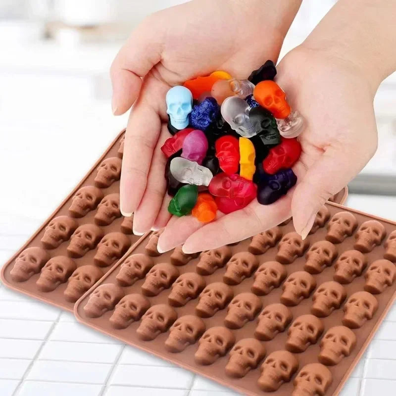 Creative Halloween Skeleton Chocolate Silicone Mold Bat Spider Candy Biscuit Jelly Baking Plate Witch Hat Tombstone Cake Mold