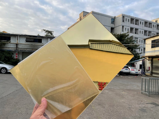 1.6mm Thick Self-Adhesive Light Gold Mirrors Desk Tray Display Childroom Decor Party Advertising DIY Art Crafts 200x300mm