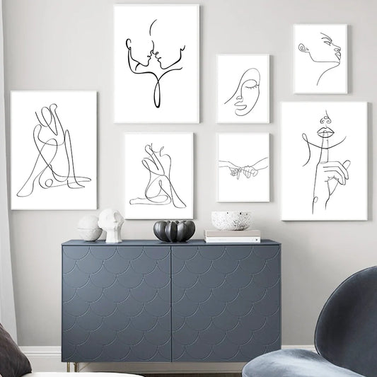 Abstract Minimalist Line Woman Wall Art Canvas Painting Nordic Aesthetic Posters And Prints Wall Pictures For Living Room Decor