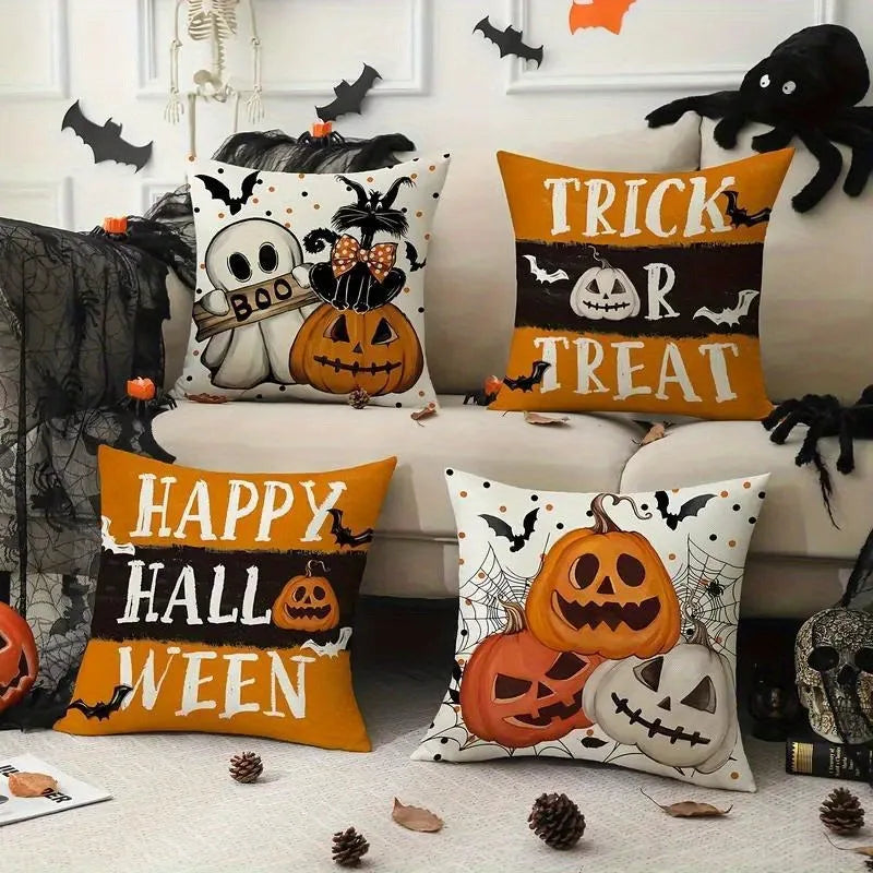 Trick or Treat and Happy Halloween Themed Pillowcases for Spooky Decor! Sofa cushion cover holiday party decoration gift
