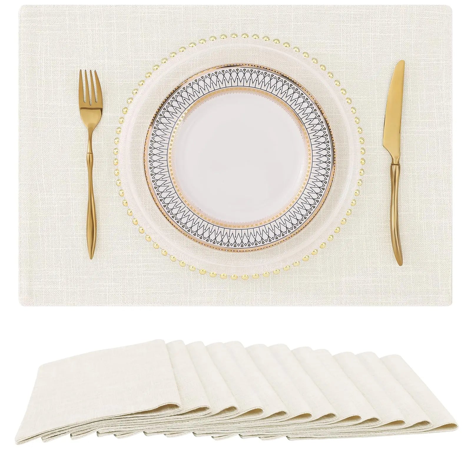 HAPIHAPPY Cotton Linen Placemats Nordic Table Rug Home Decor Washable Tableware Pad Non-Slip Dining Table Mats For Kitchen