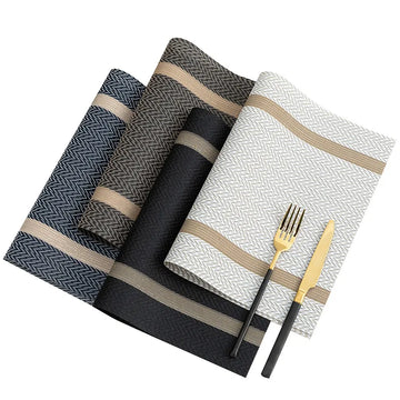 Inyahome Set of 4/8 Woven Vinyl Plastic Placemats for Dining Table Non-Slip Heat Insulation Stain Resistant Table Mat