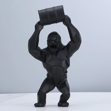 YuryFvna 20/28cm Creative Resin Sculpture Gorilla Decoration Lift The Bucket Gorilla Figurine Statue Living Room Cabinet Decor