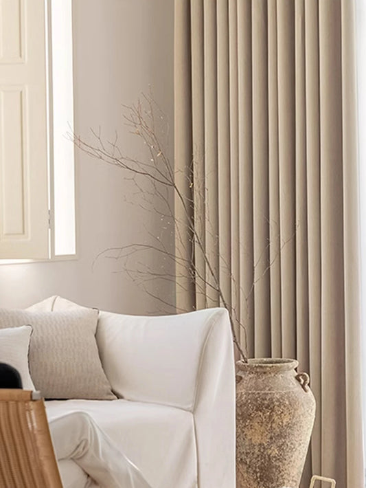 Yuelong Yarn Chenille Curtains French Cream Bedroom Blackout Simple Light Luxury High-end
