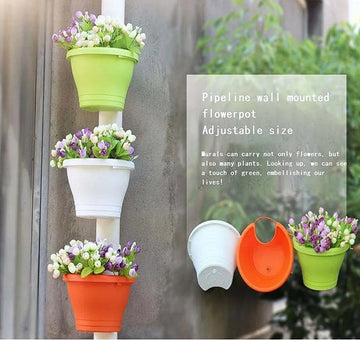 Hanging Flower Pot Creative Basket Storage Gutter Downspout Flowerpot Indoor Useful Railing Hanging Planter Plastic Flower Pot