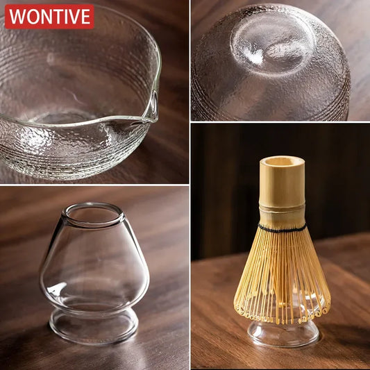 4/5Pcs Japanese Matcha Set with glass Bowl Bamboo Matcha Whisk and Tea Scoop for Tea Lovers Gifts Tea-making Tools Accessories