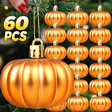 6/60pcs Halloween Hanging Ornaments Thanksgiving Pumpkin Ball Hanging Pendants DIY Christmas Tree Decoration Home Party Decors