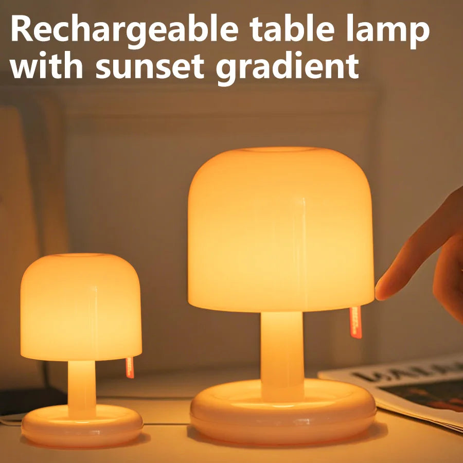 LED Touch Table Lamp Sunset Night Light USB Rechargeable Desk Lamp Creative Atmosphere Light for Bedside Bedroom Bar Living Room