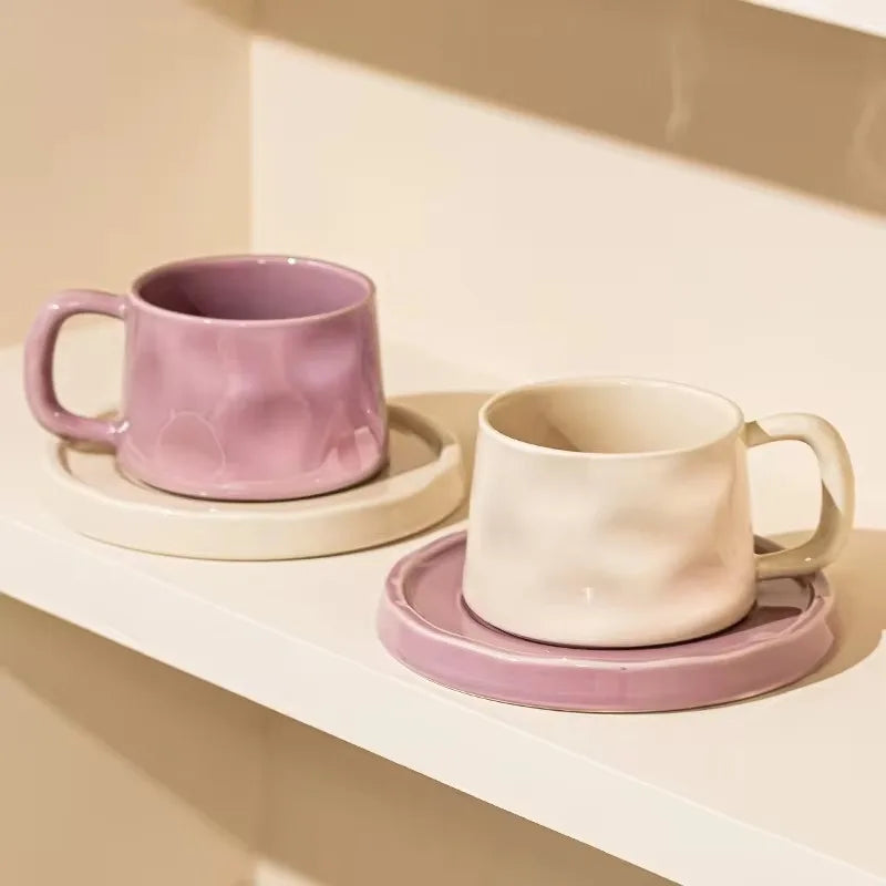 300ML Ceramic Coffee Mug with Saucer Breakfast Milk Mug Home Office Water Cup Latte Coffee Cup Afternoon teacup Birthday Gifts