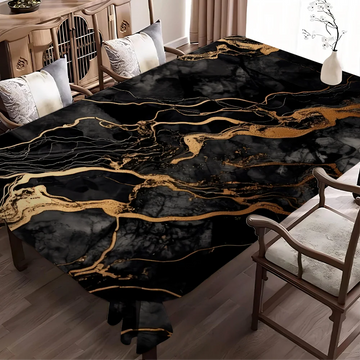 Black Gold Marble Table Cloth Rectangular Stain Tablecloth Oilcloth Mantel Mesa Impermeable Tablecloth Decoration