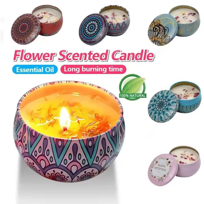 4PC Scented Candle Handmade Natural Soy Aromatherapy Fragrance Birthday/New Year/Teacher Day/Christmas/Party Mother's Day Gift