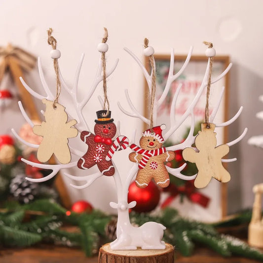 12PCS Christmas Tree Decoration Wood Hanging Decorations for Christmas Tree  Ornament Xmas Party Supplies Holiday Decor