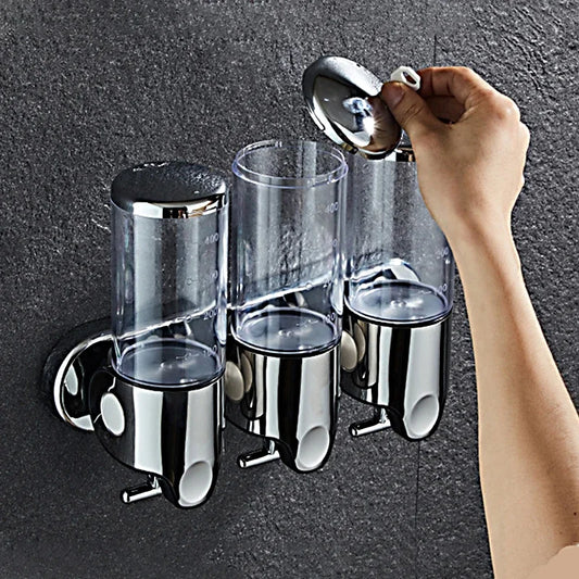 1/2/3 Barrel Hand Liquid Soap Dispensers Hotel Bathroom Toilet Wall-mounted Shampoo Shower Gel Press Box Bottle Soap Pump