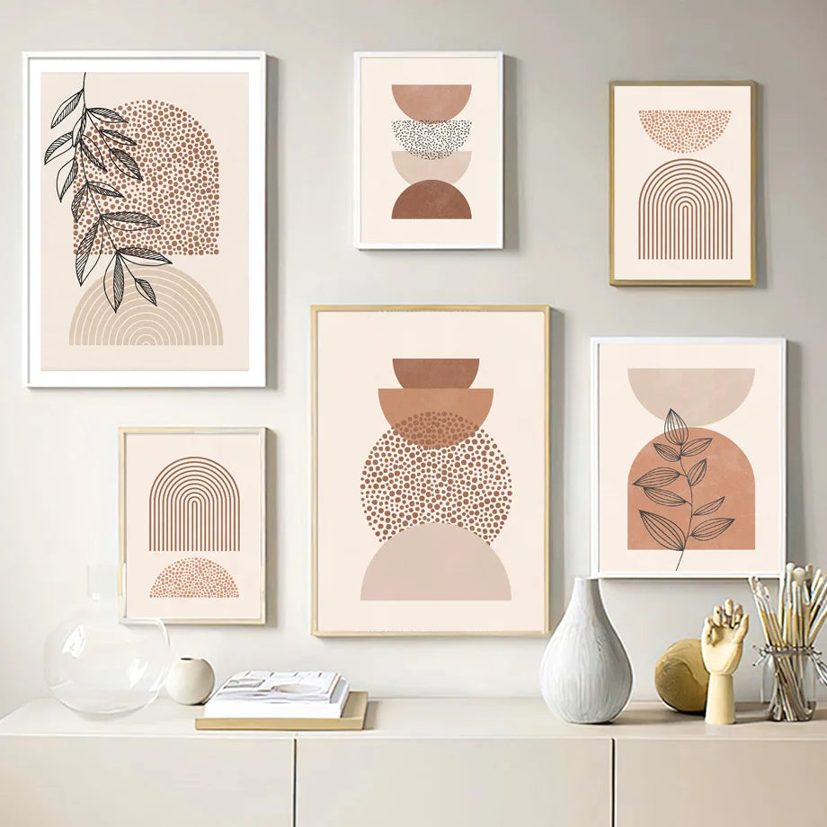 Minimalist Boho Abstract Geometry Line Leaves Plant Poster Wall Art Mural Print Canvas Painting Pictures Living Room Home Decor