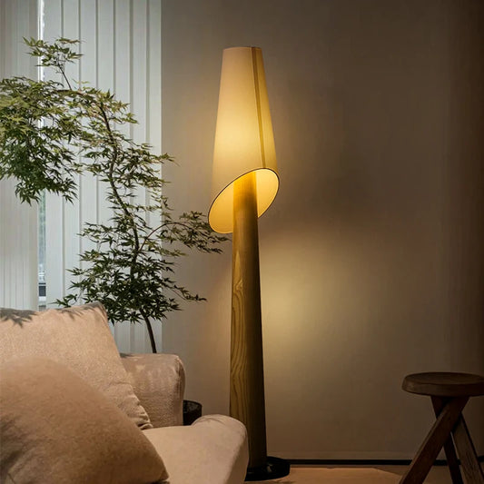 Wabi Sabi Style Floor Lamp Living Room Standing Lamp Bedroom Bedside Lamp Vintage Light LED Room Decoration Lighting Fabric Lamp