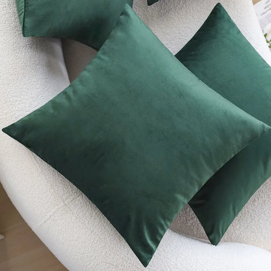 Pack of 4 Velvet Throw Pillow Cover for Sofa Ultra Soft Dark Green Cushion Cover Nordic Style Home Decor Pillowcase Comfortable