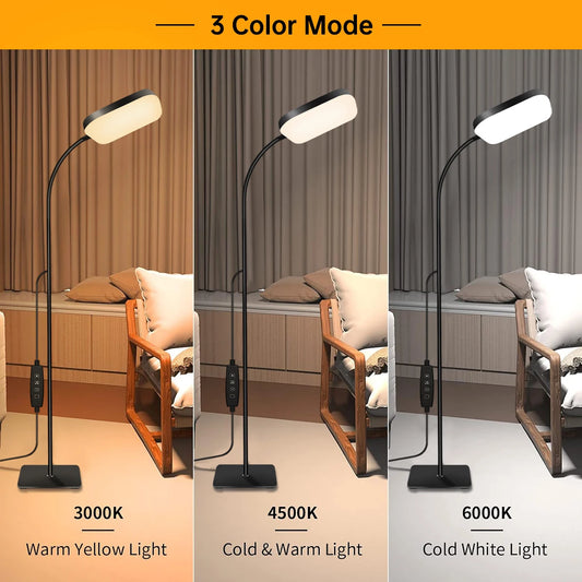 18W Floor Lamp with Touch Control Adjustable Brightness 360° Gooseneck LED Floor Lamps Eye-Caring Floor Lamp for Living Room