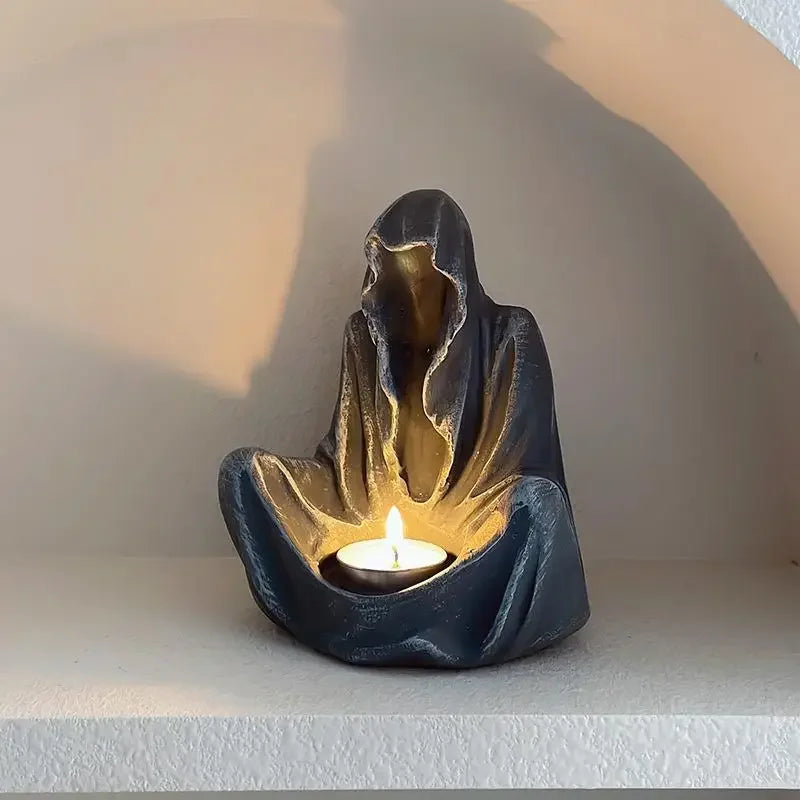 Desk Decoration Statue Ghost Figurine Candles Holders Witch Resin Sculpture Crafts Home Decor Halloween Scary Garden Ornament