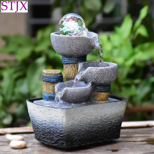 Feng Shui Wheel Circulation Flowing Water Generates Wealth Ornament  Desktop Creative Small Fountain Humidifier Decoration Gift