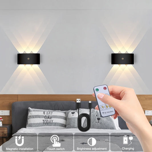 Indoor Wall Lamp Charging Touch Switch Remote Control Wireless USB Charging Bedroom Kitchen Dining Room Living Room Study