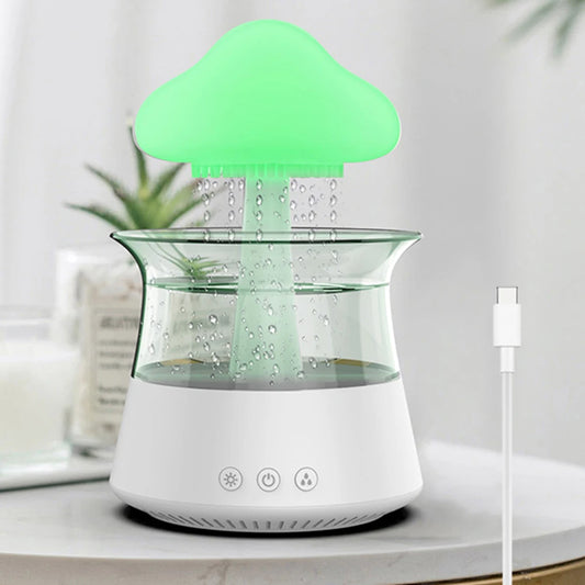 Mushroom Rain Essential Oil Diffusers Colorful Night Light Mini Water Diffuser Relieve Fatigues Home Decor for Bedroom Kids Room