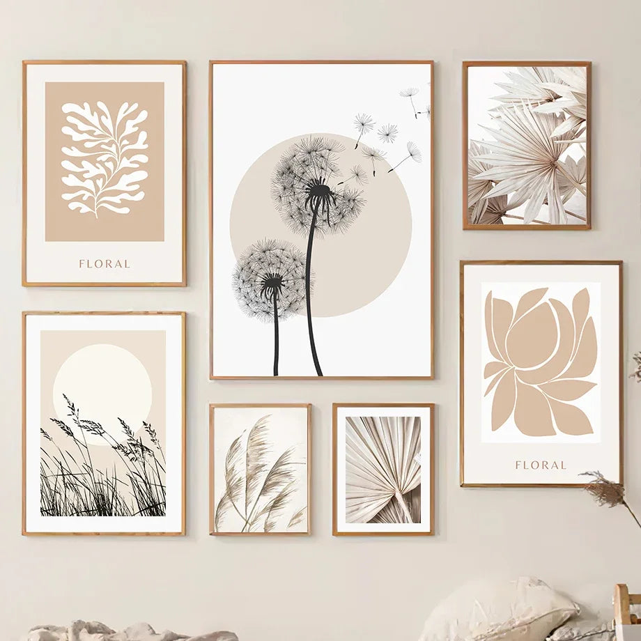 Wall Art Canvas Painting Dandelion Reed Flower Plants Leaves Abstract Nordic Posters And Prints Wall Pictures For Living Room