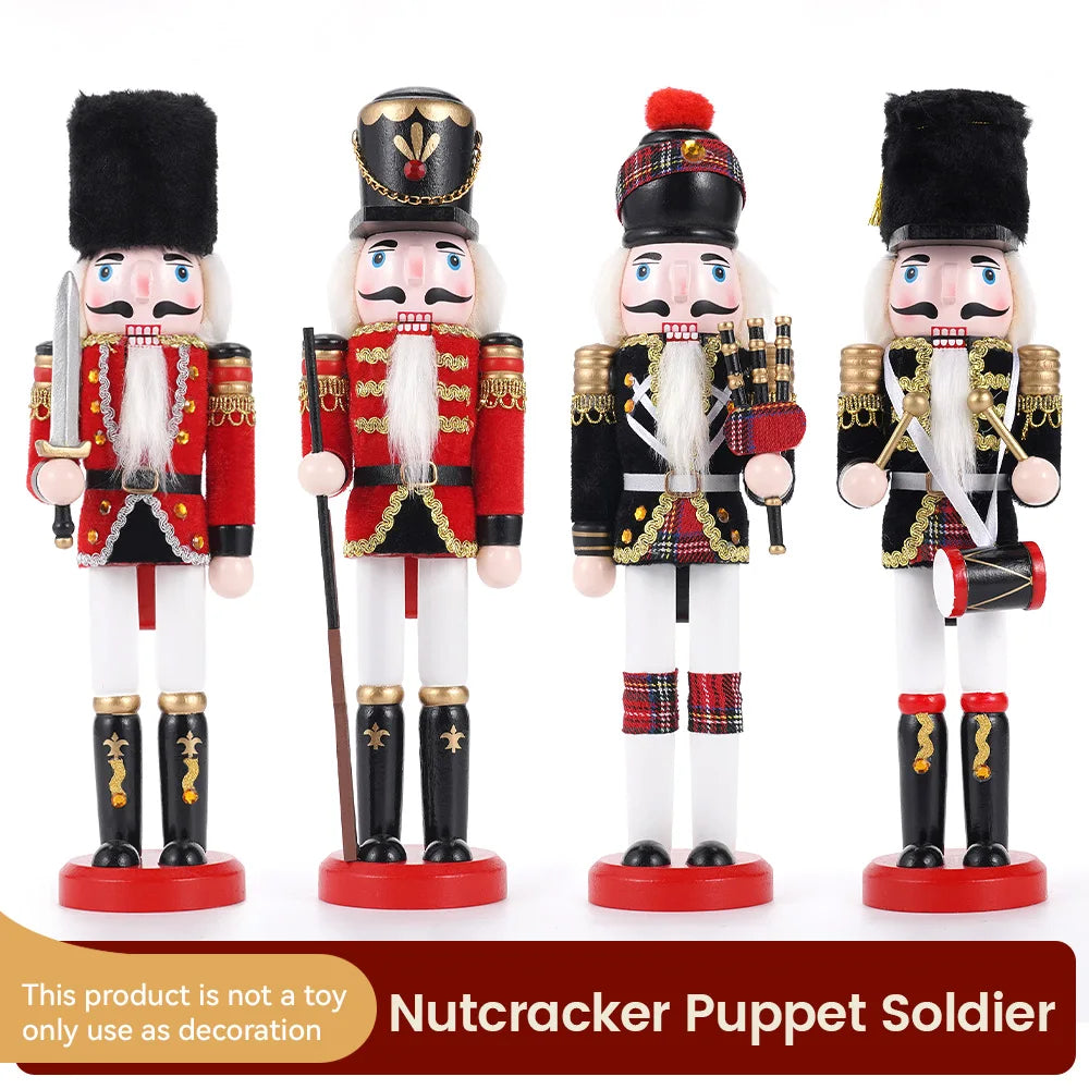 30cm Nutcracker Soldier Puppet Wooden Nutcracker Statues Handicraft Doll Toy Christmas Navidad New Year Gift Home Decoration