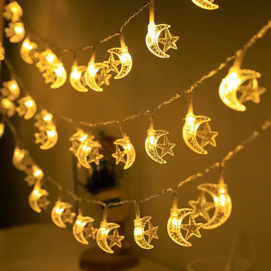 1-10M Christmas colorful Snowflake star Light Moon star String Lights for wedding Tree Garden home Decorations