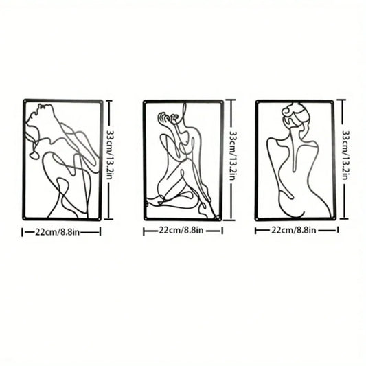 3pcs Metal Wall Sculptures: Minimalist Abstract Woman Line Drawings - Sophisticated Wall Art Decor, Ideal for Outdoor Wall Art