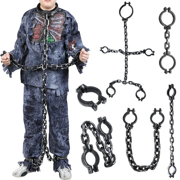1Set Halloween Fake Chains Haunted House Horror Props Home Decoration Prisoner Costume Cosplay Accessories Plastic Link Chains