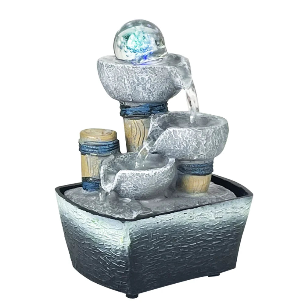 Feng Shui Wheel Circulation Flowing Water Generates Wealth Ornament  Desktop Creative Small Fountain Humidifier Decoration Gift