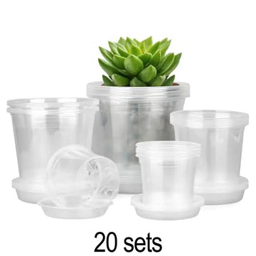 20 PCS Of Clear Nursery Pots Home Garden Round Planter-Pot Plastic 4/5/6/7 Inch With Drainage Hole Transparent Planting Pot