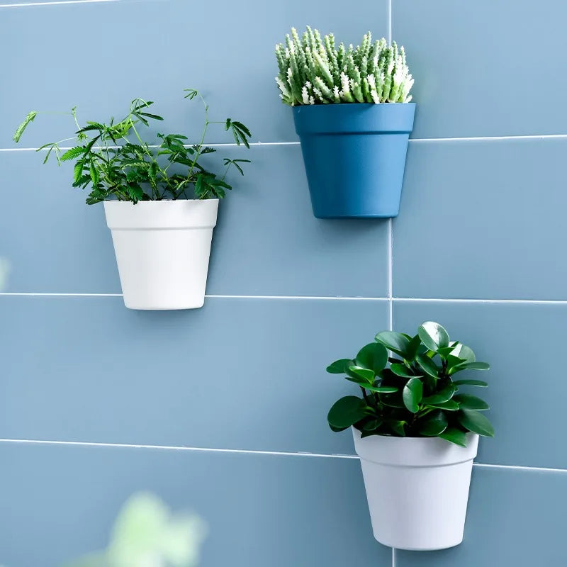 Semi circular wall mounted flower pot, creative balcony, indoor wall non perforated hydroponic flower pot, plastic potted plant