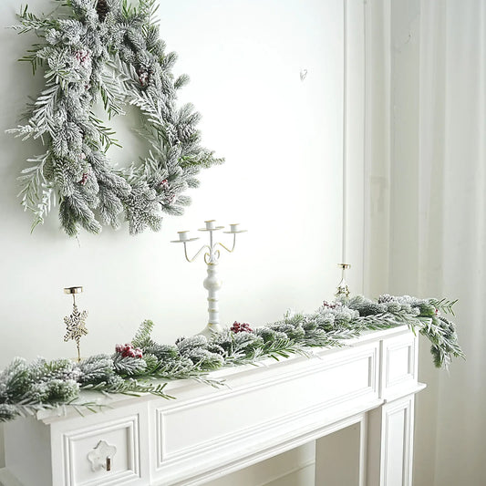 78.74-Inch Red Berry Festive Christmas Wreath - Perfect for Fireplaces, Tables, and Christmas Holiday Decorations
