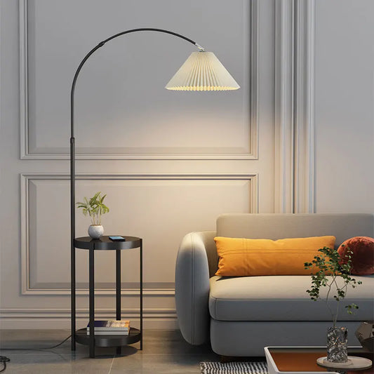 LED Nordic Luxury Fishing Floor Lamp with Tea Table Living Room Bedroom Sofa Corner Decorative Floor Light E27