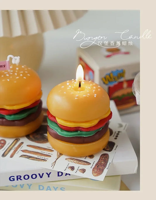 Diy Hamburger shaped scented candle creative birthday candles on the cake home decorative aromatic candles baby give away gift
