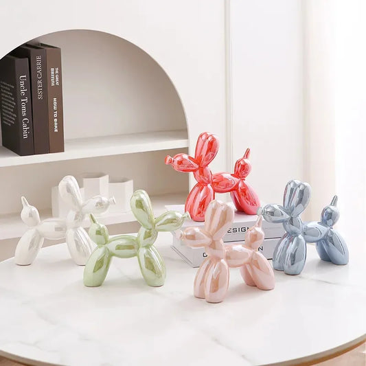 Vilead Ceramic Plating Balloon Dog Orange Figurines Animal Statue Handmade Sculpture Gold Sliver Modern Living Room Desk Decor