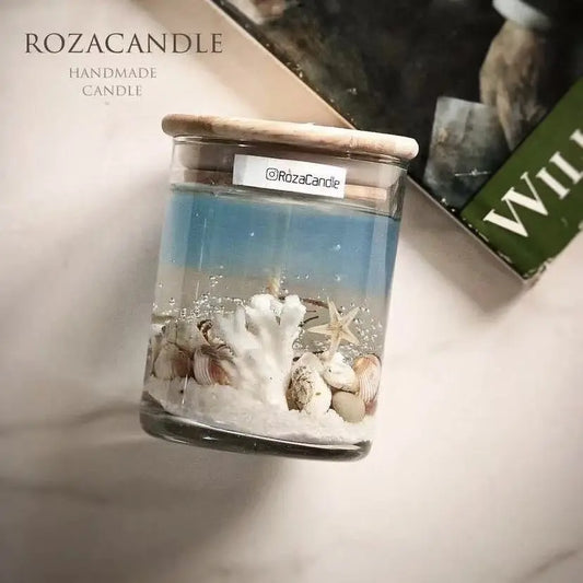 2025 Ins Ocean Shell Glass Candle Cup Handmade Aromatherapy Jelly Wax Crystal Candle Home Decoration Gift for Friends