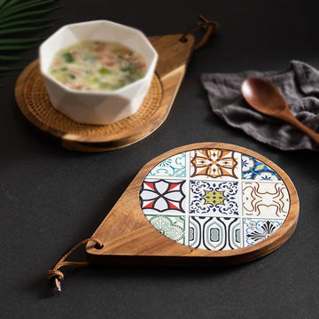 Casserole mat solid wood heat insulation mat creative placemat high temperature anti-scalding and anti-slip table mat coaster
