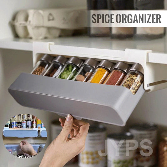 1 Set Spice Rack Organizer with 6/12pcs Plastic Spice Bottles for Under Shelf Kitchen Cabinet Storage Seasoning Containers