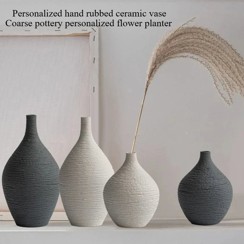 White Ceramic Vase Decoration for Home Nordic Luxury Narrow Mouth Flower Pot Living Room Interior Office Desktop Decor Gift