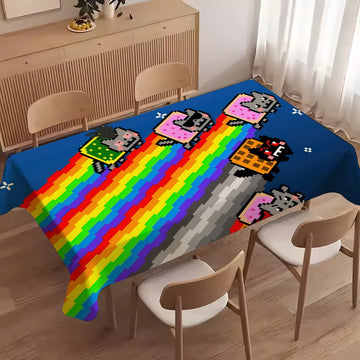 Cartoon Game N-Nyan-C-Cat Cute Bitcoin Z Table Cloth Tablecloths Birthday Stain Resistant Decorative Washable Party Dining table