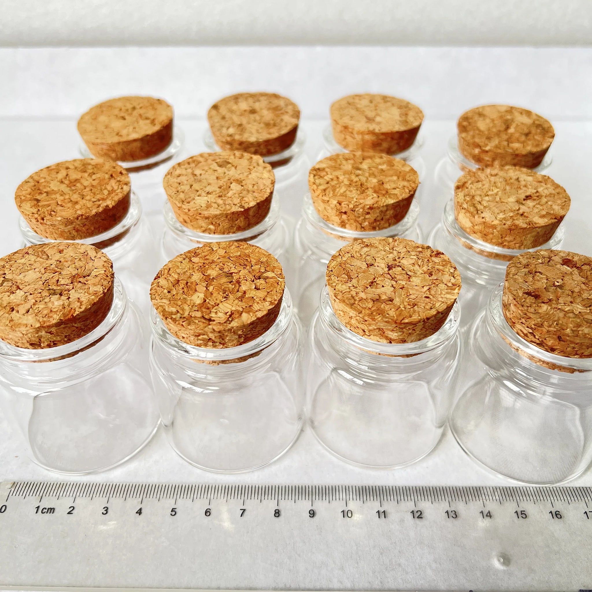 6/12pcs 33x47x50mm 50ml Clear Glass Bottles Cork Stoppers Small Spice Storage Jars DIY Crafts Essential Oils Decorative Vials
