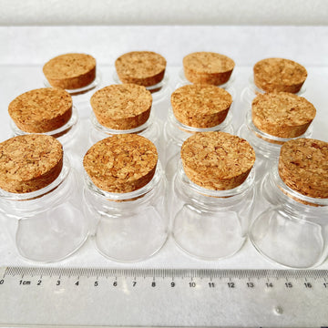 6/12pcs 33x47x50mm 50ml Clear Glass Bottles Cork Stoppers Small Spice Storage Jars DIY Crafts Essential Oils Decorative Vials